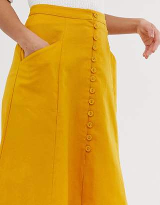 ASOS Petite DESIGN Petite midi skirt with button front
