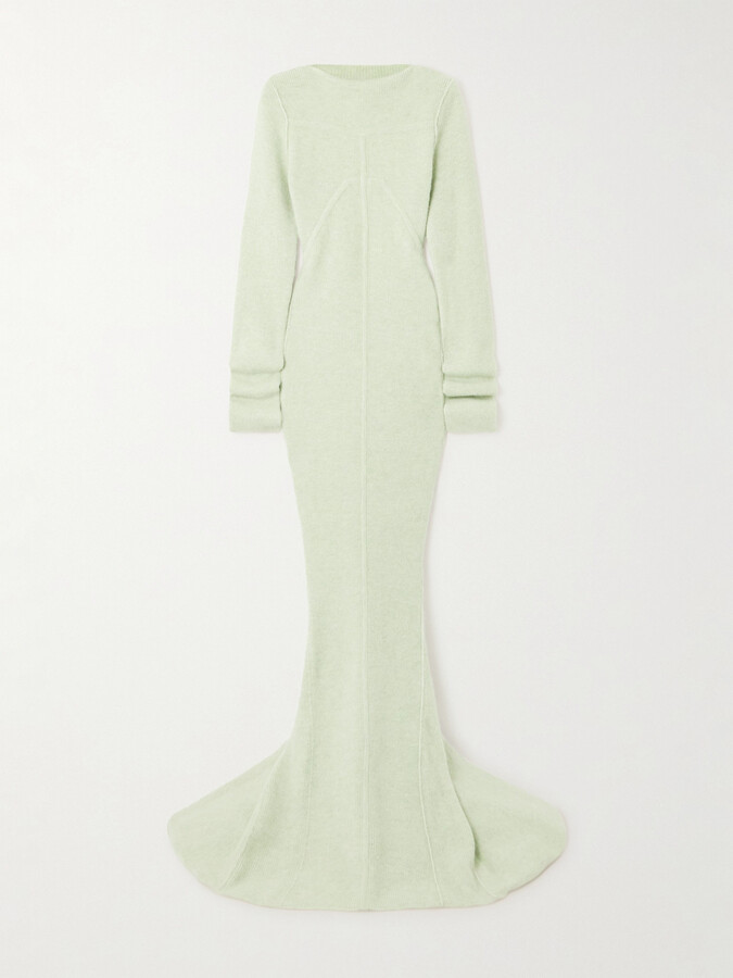 Rick Owens Luna Open-back Brushed-knit Gown - Green