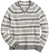 Thumbnail for your product : Brooks Brothers Lambswool Striped Raglan Sleeve V-Neck Sweater