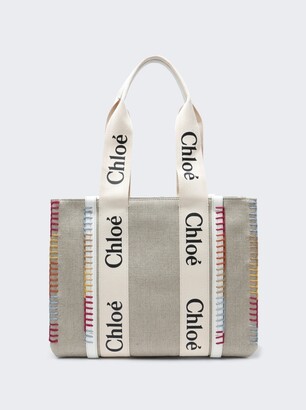 Chloé Medium Woody Tote Bag White