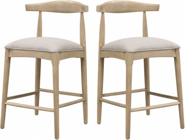 Red Barrel Studio Mid-Century Inspired Fabric Upholstered Bar Stool Set of 2, Comfortable and Stylish for Modern Home Decor
