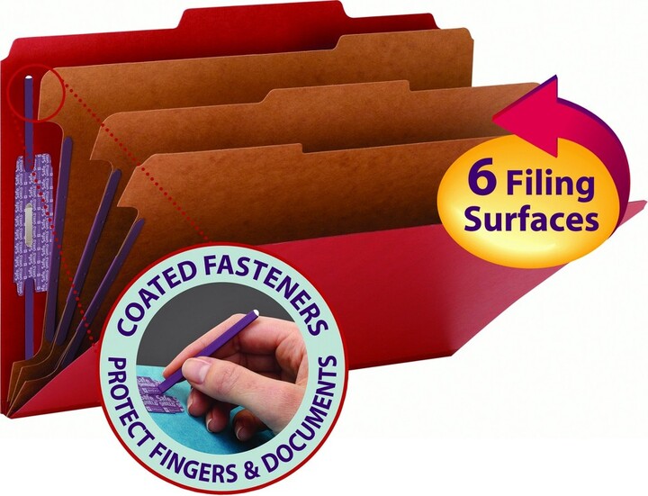 Smead Pressboard Classification File Folder with SafeSHIELD Fasteners
