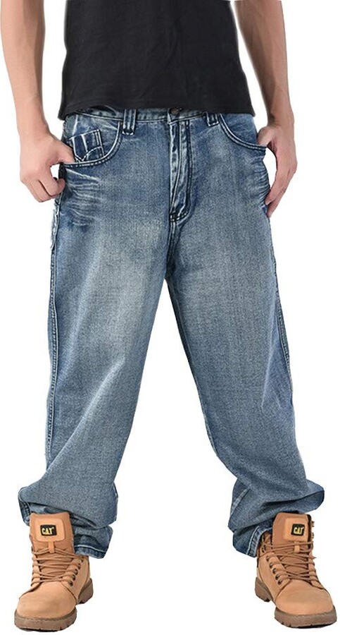 Men Baggy Jeans Hp Hop Denm Pants Cargo Pockets Loose Dance 11 thumbnail image