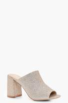 Thumbnail for your product : boohoo Lauren Shimmer Flared Heel Mules