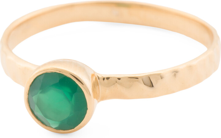 Shivam Made In India 14kt Gold Plated Green Onyx Bezel Ring - ShopStyle