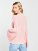 Thumbnail for your product : Very Fisherman Rib Fluted Cuff Jumper - Peach