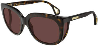 Gucci Square Sunglasses w/ Side Blinder Lenses