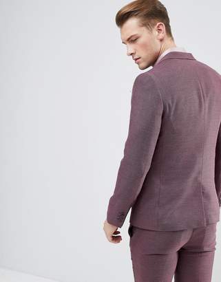 ASOS Design DESIGN wedding skinny suit jacket in purple micro texture