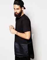 Thumbnail for your product : The Ragged Priest Longline T-Shirt with Leather Look Hem