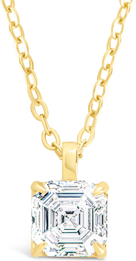 Sterling Forever Asscher Cut Cubic Zirconia Pendant Necklace
