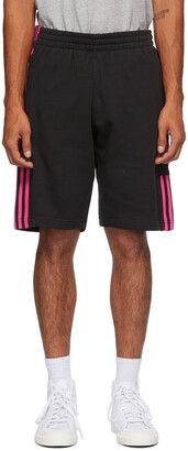 adidas Black & Pink 3D Trefoil 3-Stripe Sweat Shorts