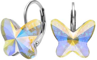 EleQueen 925 Sterling Silver Butterfly Purple Jewelry Adorned with Swarovski® Crystals Hoop Huggie Stud Earrings
