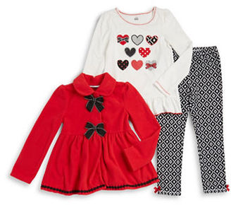 Kids Headquarters Girls 2-6x Fleece Jacket, Heart Graphic Tee and Leggings Set