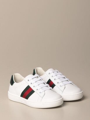 gucci ace sneakers in leather with web bands