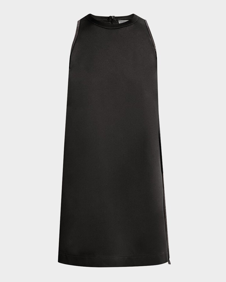Brunello Cucinelli Monili-Side Sleeveless Satin Mini Dress