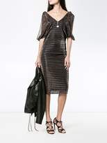 Thumbnail for your product : HANEY Katharina Metallic Striped Cold Shoulder Dress