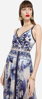 Thumbnail for your product : Dolce & Gabbana Long majolica-print chiffon dress