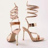 Thumbnail for your product : Public Desire Libra Twisted Stiletto Metal Cuff Heels in Rose