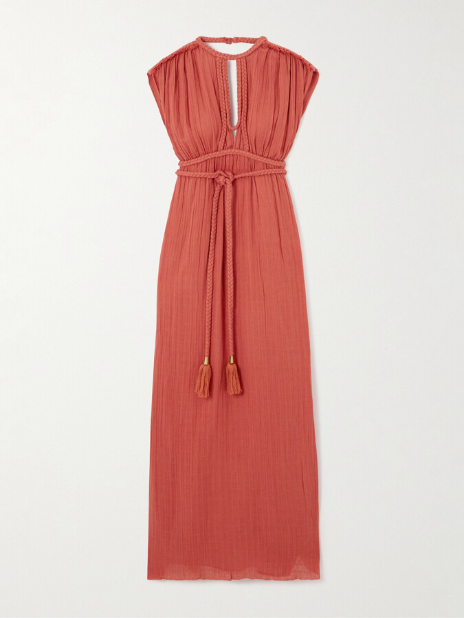 Isabel Marant - Joya Open-back Braided Cotton-gauze Maxi Dress - Burgundy
