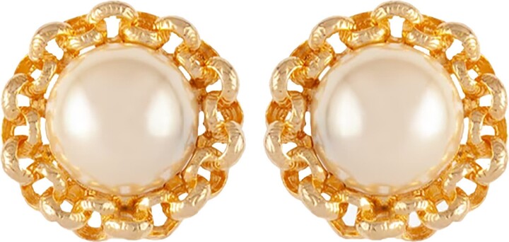 Susan Caplan Vintage 1990s Vintage Faux Pearl Clip-On Earrings