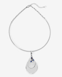 White House Black Market Silvertone Metal Teardrop Collar Necklace