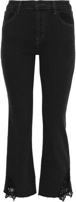 J Brand Selena Guipure Lace-trimmed Mid-rise Straight-leg Jeans