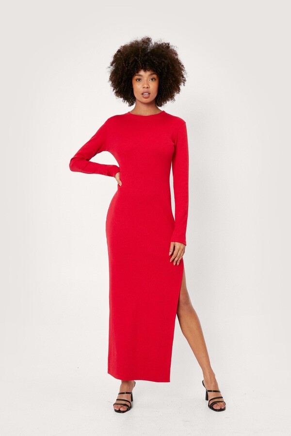 Long Sleeve Red Maxi Dress | ShopStyle