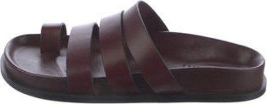 A.EMERY Leather Slides Brown & Burgundy Includes Dust Bag Unfortunately due to restrictions this item may not be eligible for shipping in all areas.