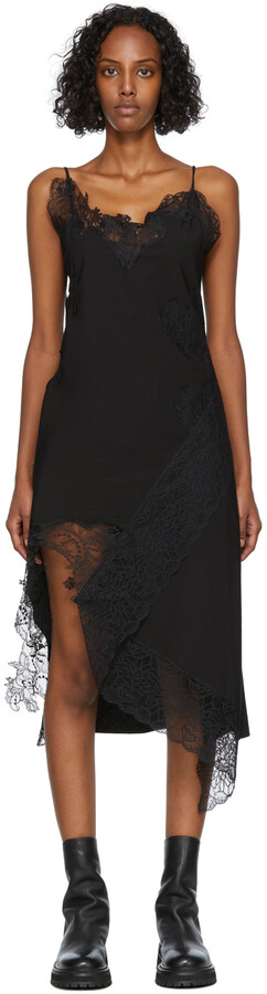 black lace slip dress