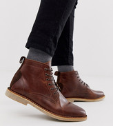 asos design desert boots in stone suede with leather detail