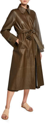 Vince Long Double-Face Leather Trench Coat