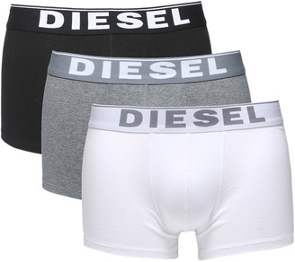 Diesel Light Grey Marl, Navy & White Boxer Trunks (3 Pack)