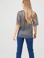 Thumbnail for your product : Very Metallic Lightweight Boxy Top - Silver