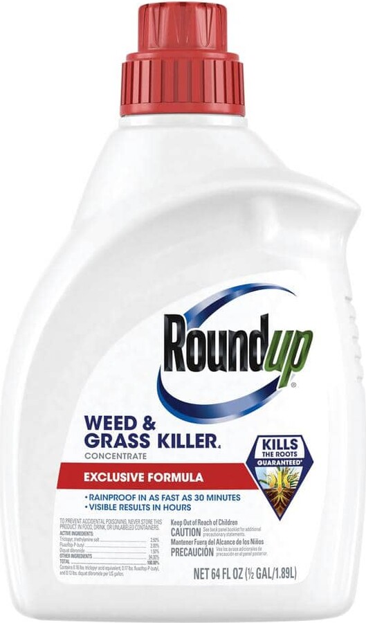 Roundup 64 fl. oz. Weed & Grass Killer4 Concentrate, Use In and Around Flower Beds, Walkways and other areas of your yard