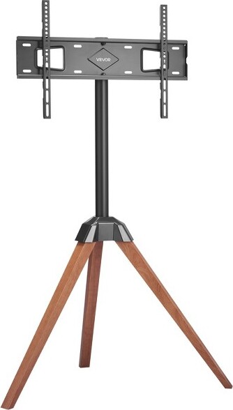 VEVORTripodEaselTVStandfor40-65inchFlatScreen/CurvedTVsUpto99lbs18°Left-RightRotationPortableTVStandBlack+Brown