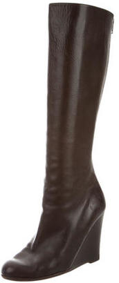 Christian Louboutin Leather Wedge Knee-High Boots