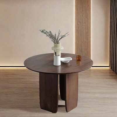 HomeLuxea Modern simple round solid wood dining table