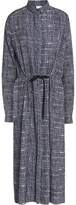 Thumbnail for your product : Stella Jean Gathered Checked Tweed Midi Shirt Dress