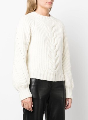 Ports 1961 Cable-Knit Puff-Sleeve Jumper