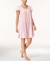 Thumbnail for your product : Miss Elaine Smocked Floral-Print Knit Nightgown
