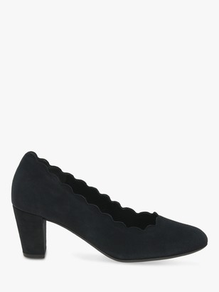 navy patent block heel court shoes