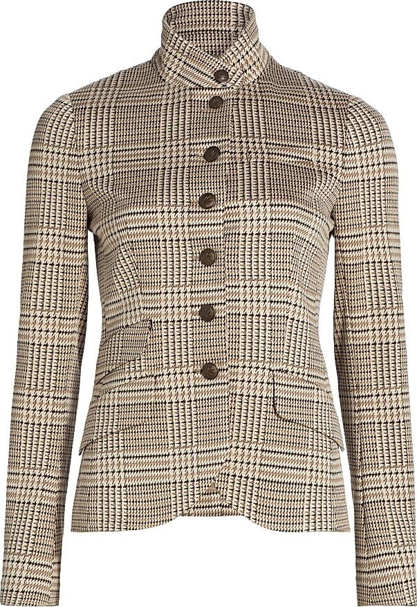 Rag & Bone Women's Slade Plaid Ponte Single-Breasted Blazer - Tan Multi - Size 00