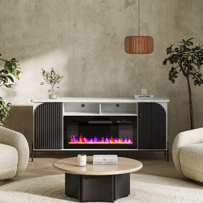 Belleze 68 Inch TV Stand with 36" Electric Fireplace