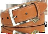 Thumbnail for your product : Manieri Snake Stamped Inserts Caramel Italian Leather Belt