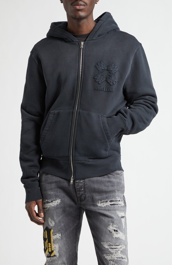 Amiri MA Quad Appliqué Cotton Zip-Up Hoodie