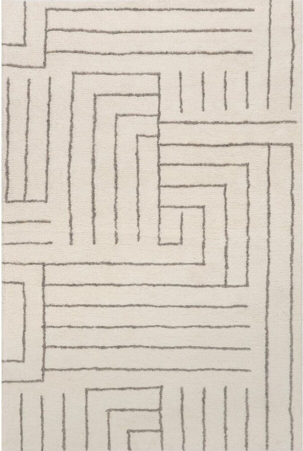 RUGS USA Frenshe Interiors Ivory 3 ft. x 6 ft. Outpost Graphic Indoor/Outdoor Patio Area Rug