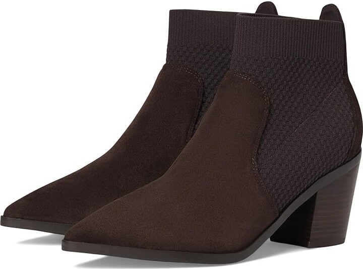 Cole Haan Maggie 75mm Booties Women's Boots Dark Chocolate Suede/Tonal Stretknit : 10.5 B - Medium