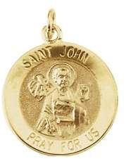 St. John Bonyak Jewelry 15mm Round the Evangelist Medal in 14k Yellow Gold