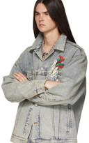 Thumbnail for your product : Gucci Blue Denim Oversized Embroidered Jacket