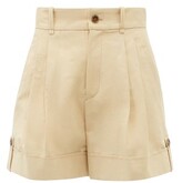 Thumbnail for your product : Chloé High-rise Pleated Linen-blend Shorts - Light Brown